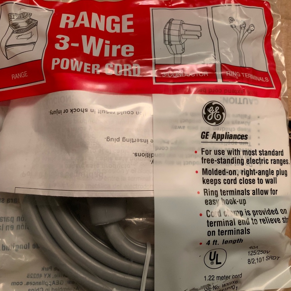 Range 3-wire Power Cord